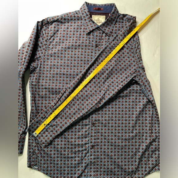 Age of Wisdom Shirt Mens Size XL Long Sleeve Button Up Flip Cuff Diamond Pattern - Picture 10 of 14